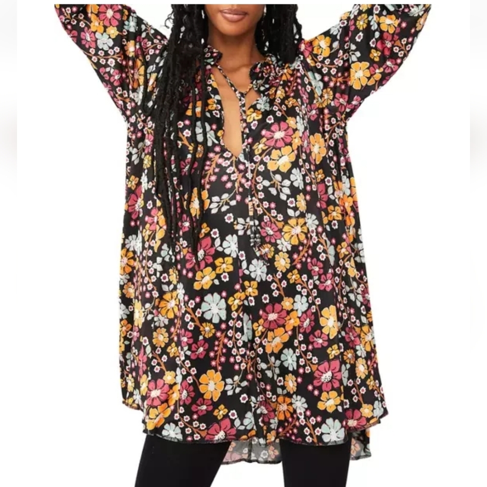 NWOT Free People "Daisy Jane" Long-Sleeve Mini Dress,